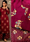 Maroon Colour Fancy Latest Designer Regular Wear Heavy Foil Print Rayon Kurti With Plazzo Collection 103
